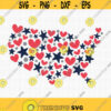 USA Map SVG USA Svg Memorial Day Svg Stars and Hearts America Svg America Svg Red and Blue Map 4th of July Svg Patriotic Shirt Svg Design 414