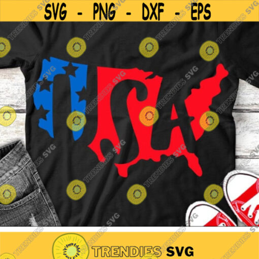 USA Map Svg 4th of July Cut Files Patriotic Svg Dxf Eps Png America Shirt Design Fourth of July Clipart Kids Svg Silhouette Cricut Design 2303 .jpg