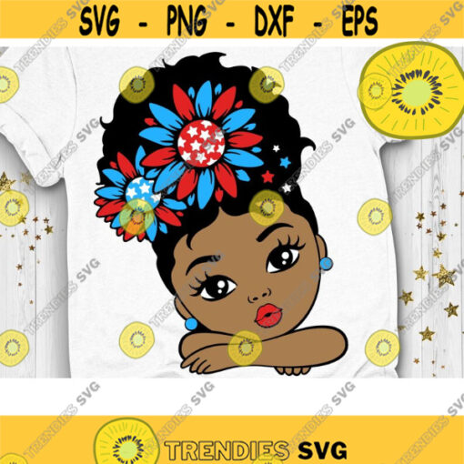 USA Sunflower Girl Svg Peekaboo Girl Svg African American Svg 4th of July Svg Afro Puff Girl Svg Afro Princess Svg Dxf Eps Png Design 633 .jpg