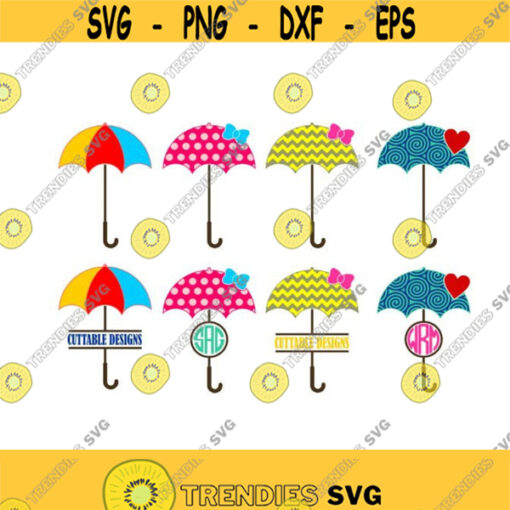 Umbrella Frame Monogram Cuttable Design SVG PNG DXF eps Designs Cameo File Silhouette Design 1685
