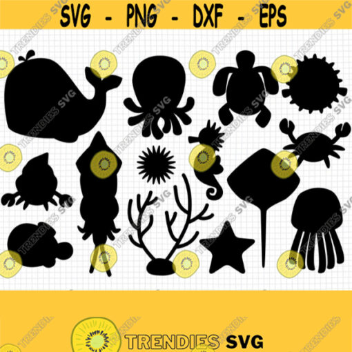 Under the Sea SVG Bundle. Sea Animals Icons Cut Files. Ocean Shapes PNG Clipart. Kids Vector Monograms Cutting Machine Download dxf eps Design 560