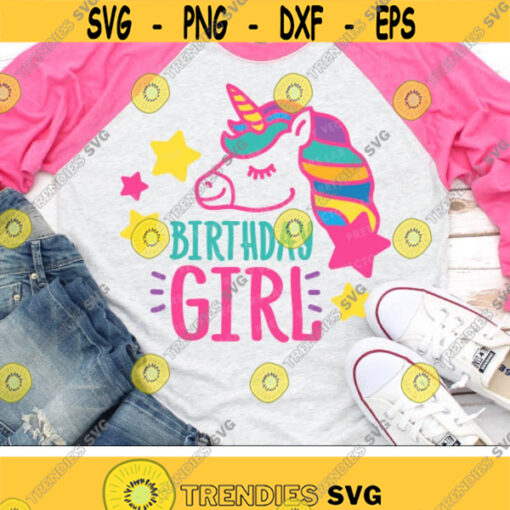 Unicorn Birthday Girl Svg Birthday Cut Files Girls Unicorn Party Svg Dxf Eps Png Unicorn Shirt Design Baby Kids Svg Silhouette Cricut Design 2691 .jpg