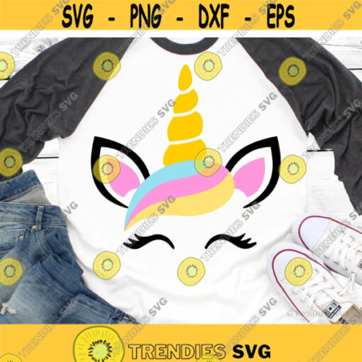 Unicorn Face Svg Kitty Face Svg Cat Unicorn Svg Girl Birthday Shirt Svg Kitty Unicorn with Eyelashes Svg Cut Files for Cricut Png