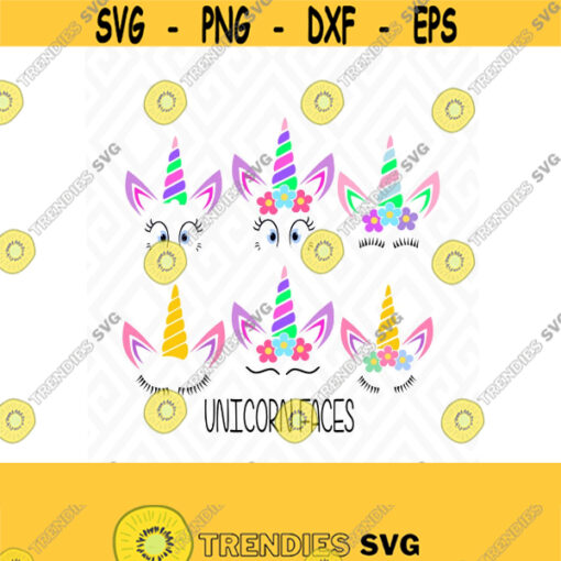 Unicorn Faces SVG DXF EPS Ai Png Jpeg and Pdf Cutting Files for Electronic Cutting Machines
