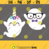 Unicorn Ghost SVG. Kids Halloween Clipart. Cute Girl Ghost Vector Cut Files Cutting Machine. Ghost with Glasses png dxf eps Instant Download Design 697