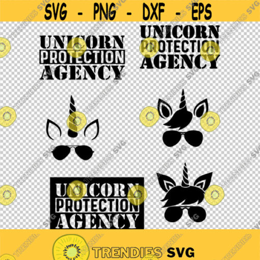 Unicorn Protection Agency Head Face With Sun Glasses Collection SVG PNG EPS File For Cricut Silhouette Cut Files Vector Digital File