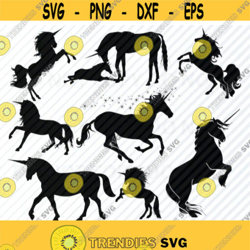 Unicorn Silhouette SVG Bundle Vector Images Clip Art Unicorns SVG Files For Cricut Eps Png Stencil ClipArt Mythical fantasy unicorn Prints Design 470