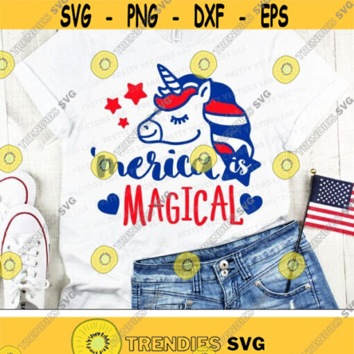 Unicorn Svg 4th of July Svg Merica is Magical Svg Patriotic Svg America Cut Files USA Svg Dxf Eps Png Kids Clipart Silhouette Cricut Design 1613 .jpg