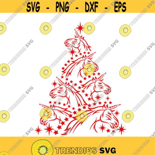 Unicorn Tree Christmas Cuttable Horse Design SVG PNG DXF eps Designs Cameo File Silhouette Design 1881