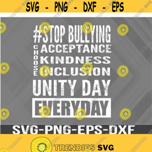 Unity Day Everyday Stop Bullying prevention month Orange Svg png eps dxf digital download file Design 370