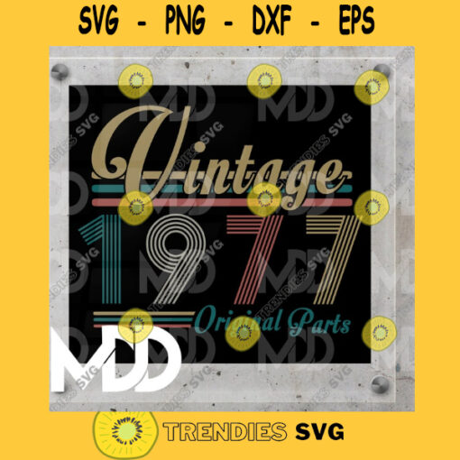 VINTAGE 1977 BIRTHDAY DESIGN Vintage Original Parts Birthday Design Birthday Svg Png Svg Eps Dxf Pdf