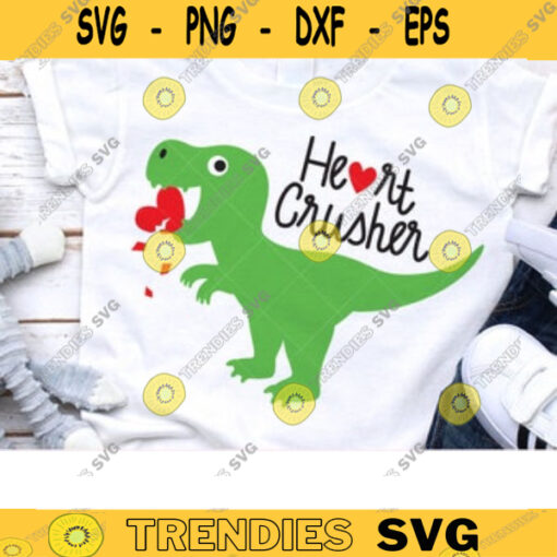 Valentine Dinosaur SVG DXF Boy Valentine Shirt Heart Crusher Funny Love Bites T Rex Dino svg dxf Cut Files for Cricut and Silhouette copy