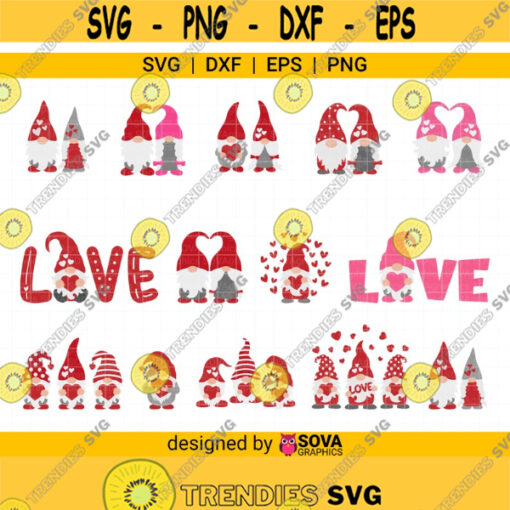 Valentine Gnomes Bundle svg Valentines Day Bundle svg Gnomes svg Gnome Couple svg Valentines Day svg dxf Cut File Cricut Silhouette Design 842.jpg