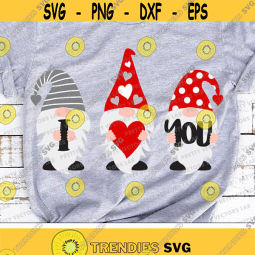 Valentine Gnomes Svg I love You Svg Valentines Day Svg Dxf Eps Png Gnome with Heart Cut Files Valentine Clipart Silhouette Cricut Design 1027 .jpg