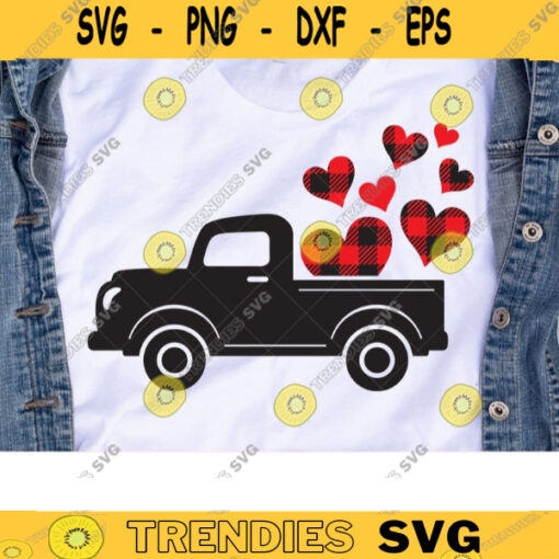 Valentine Truck SVG Files Vintage Truck with Buffalo Plaid Check Hearts Farmhouse Valentines Day T Shirt svg dxf Cut Files for Cricut copy