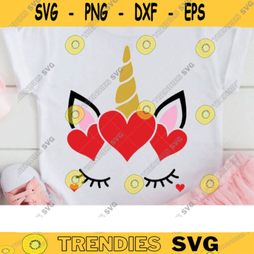 Valentine Unicorn Face SVG DXF Valentines Day Magical Unicorn with Heart and Eyelashes Girl Valentine T Shirt svg dxf Cut Files for Cricut copy