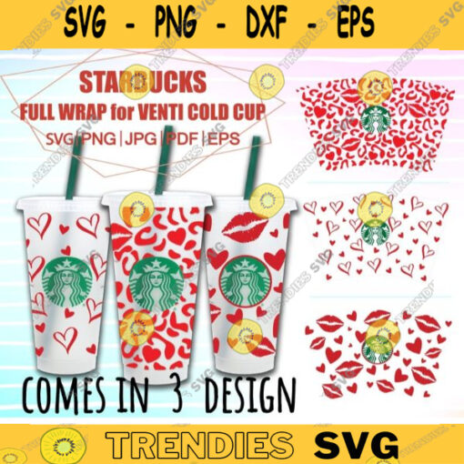 Valentine set Starbucks Cold Cup SVG Full Wrap for Starbucks Venti Cold Cup Files for Cricut DIY other e cutters Instant Download 284