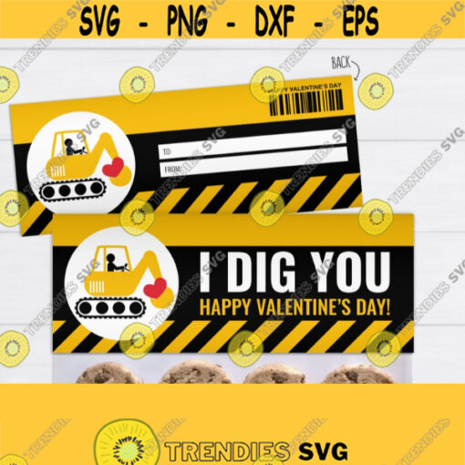 Valentines Bag Toppers. Construction Truck Treat Bag Toppers. Digital PDF Boy Valentines Day Quotes. Kids Favor Goodies Candy Bags Decor Design 935