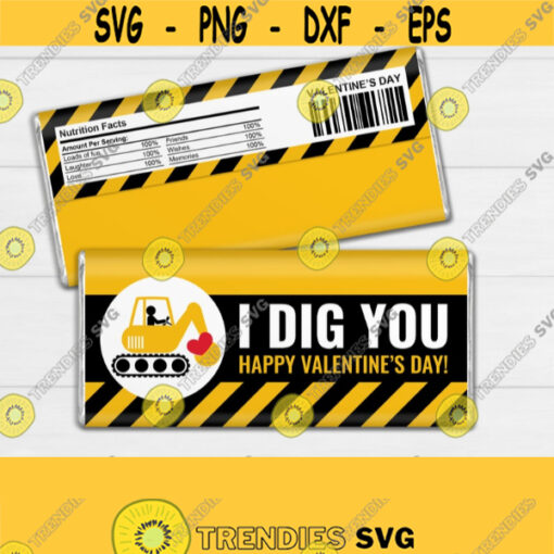 Valentines Chocolate Bar Wrappers. Construction Truck Large Candy Bar Labels. Digital PDF Boy Valentines Day Quotes. Kids Treat Wraps Decor Design 936