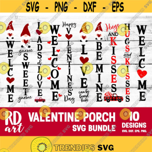 Valentines Day Porch Sign Svg Love Svg Happy Valentines Day Kids Cute Gnomes Funny Vertical Home Sign Svg File for Cricut Png
