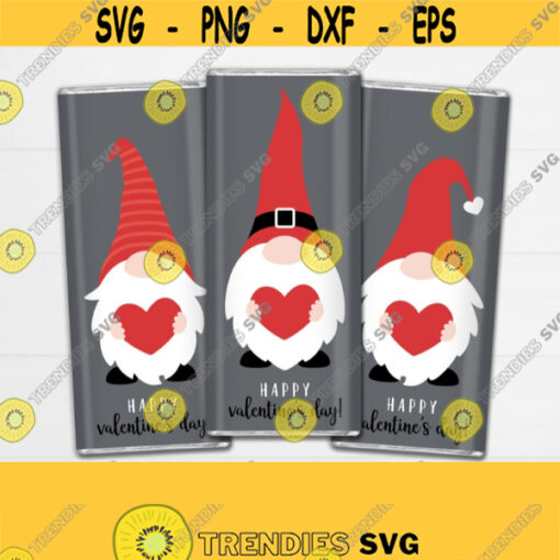 Valentines Gnome Chocolate Bar Wrappers. Kids Gnomes Large Candy Bar Labels. Digital PDF Valentines Day. Gnome with Heart Treat Wraps Decor Design 928