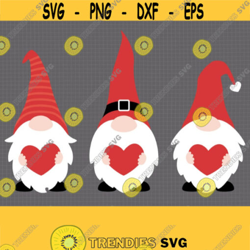 Valentines Gnomes SVG Bundle. St Valentines Day Gnome Clipart PNG. Love Hearts Gnomes Cut File Silhouette Vector Cutting Machine Download Design 836
