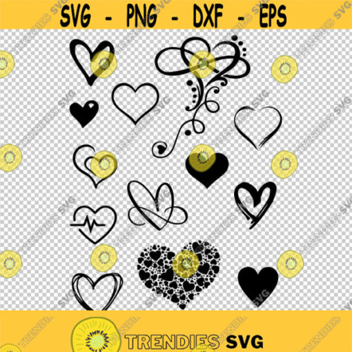 Valentines Hearts Love Heart Bundle Collection SVG PNG EPS File For Cricut Silhouette Cut Files Vector Digital File