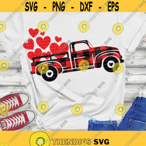 Valentines Old Truck SVG Vintage Plaid Truck with hearts SVG Happy Valentines Day Digital Cut Files
