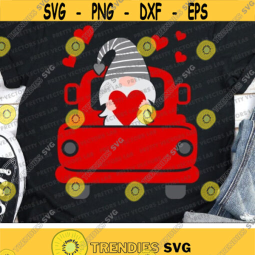 Valentines Old Truck Svg Truck with Gnome Svg Valentines Day Svg Dxf Eps Png Valentine Cut Files Monogram Svg Silhouette Cricut Design 2212 .jpg