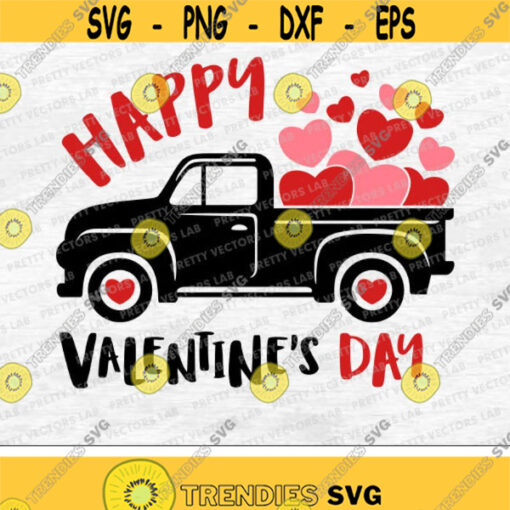 Valentines Red Truck Svg Happy Valentines Day Svg Dxf Eps Png Vintage Truck Svg Love Truck Svg Hearts Silhouette Cricut Cut Files Design 446 .jpg