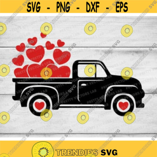 Valentines Red Truck Svg Valentines Vintage Truck Svg Love Truck Svg Dxf Eps Hearts Valentines Day Svg Silhouette Cricut Cut Files Design 188 .jpg