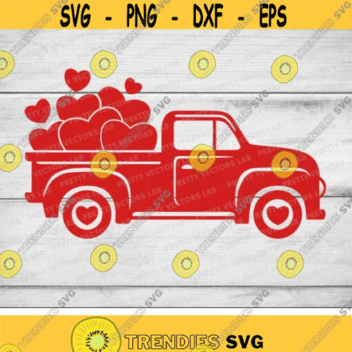Valentines Truck Svg Valentines Vintage Truck Svg Red Truck with Hearts Svg Dxf Eps Png Valentines Day Svg Love Heart Svg Cut Files Design 2530 .jpg