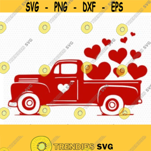 Valentines red Truck Svg Valentines vintageTruck Valentines SVG Cutting File Svg CriCut Files svg jpg png dxf Silhouette cameo Design 227