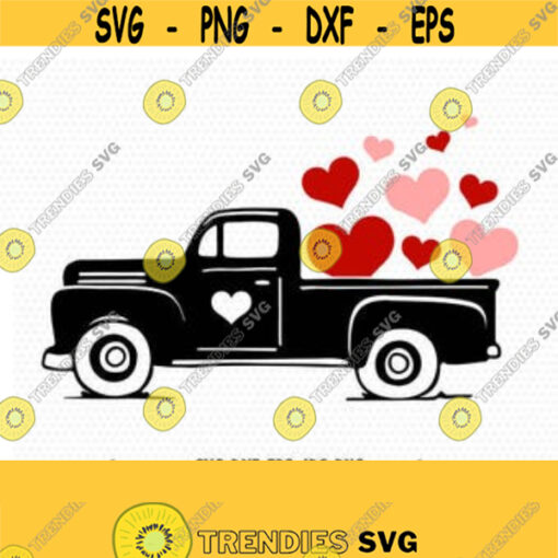 Valentines red Truck Svg Valentines vintageTruck Valentines SVG Cutting File Svg CriCut Files svg jpg png dxf Silhouette cameo Design 59