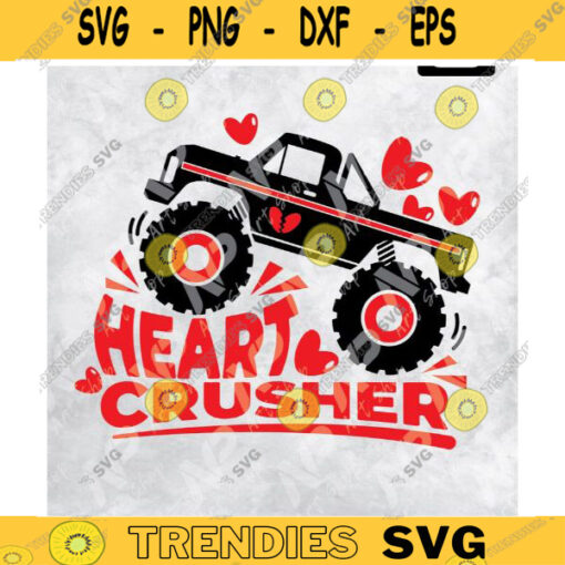 Valentines svgBoys Girls Valentine Shirt Heart Crusher svg Valentines Truck svg Monster Truck svg Heart Breaker svg Design 353 copy