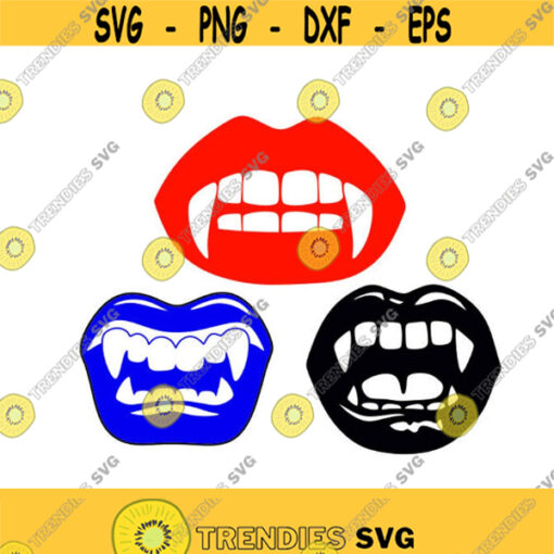 Vampire Lips teeth fangs Halloween Cuttable SVG PNG DXF eps Designs Cameo File Silhouette Design 217