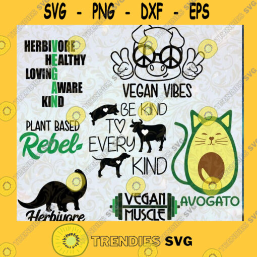 Vegan SVG Bundle 7 designs vector set digital clipart cricut svg t shirt svg designs instant download svg eps png Cut File Instant Download Silhouette Vector Clip Art