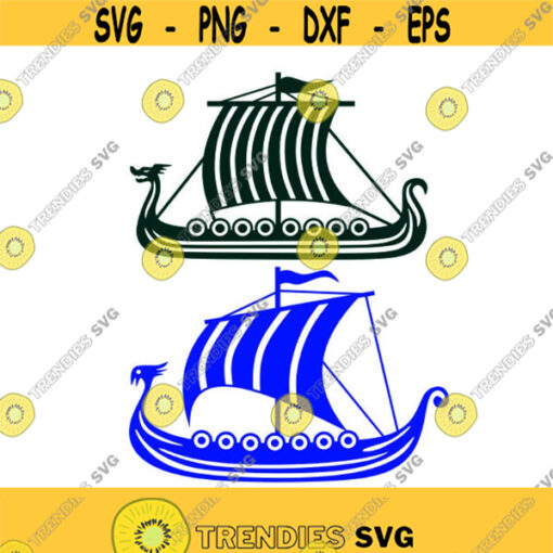 Viking Pirate Boat Ocean Fishing Fish Cuttable Design SVG PNG DXF eps Designs Cameo File Silhouette Design 1163