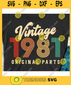 Vintage 1981 40Th Birthday Svg Cut File, Retro Boho Birthday Svg, Vintage Milestone Birthday Svg For Shirt Commercial Use, Digital File Digit