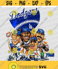Vintage 1988 Los Angeles Dodgers Baseball Caricature Trophy World Series Champions JPG PNG Digital File