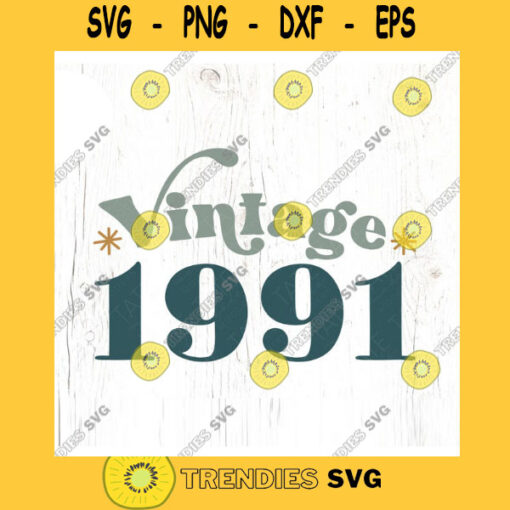 Vintage 1991 30th Birthday SVG cut file Retro boho birthday svg Vintage milestone birthday svg for shirt Commercial Use Digital File