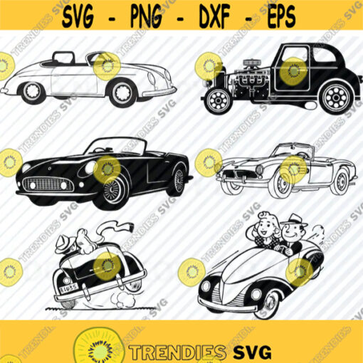 Vintage Cars SVG Files Vector Images Silhouette Classic Cars Clipart Hot Rod Files SVG Image For Cricut Stencil vinyl file Eps Png Dxf Design 624