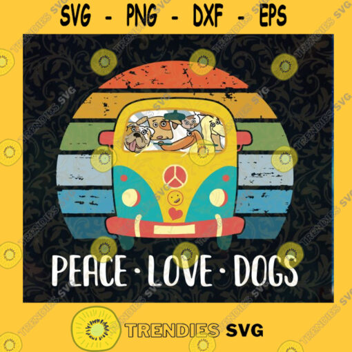 Vintage Peace Love Dogs Hippie Van Cute Dog Lover Funny Gifts PNG File Download Cut Files For Cricut Instant Download Vector Download Print Files