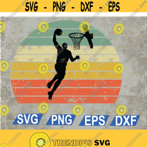 Vintage Retro Basketball Dunk svg Sunset Colorful Svg Eps Png Dxf Digital Download Design 53