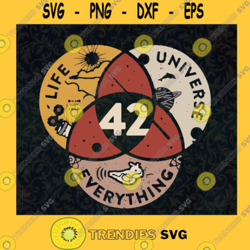 Vintage The Answer To Life The Universe And Everything The Number 42 Science The Hitchhikers Guide to the Galaxy SVG Digital Files Cut Files For Cricut Instant Download Vector Download Print Files