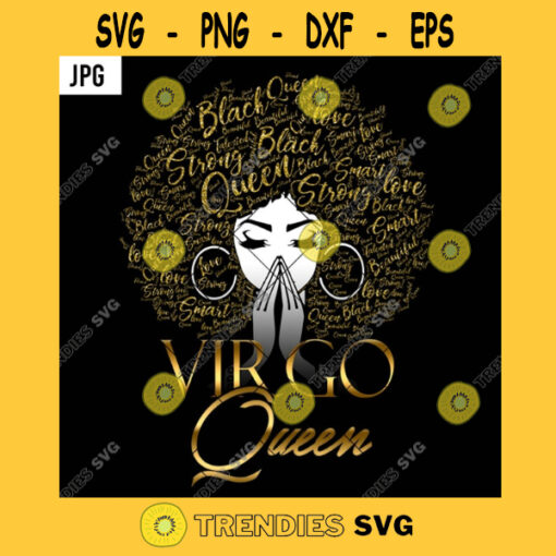 Virgo Queen PNG Zodiac Birthday Black Queen Melanin Afro Natural Hair PNG JPG