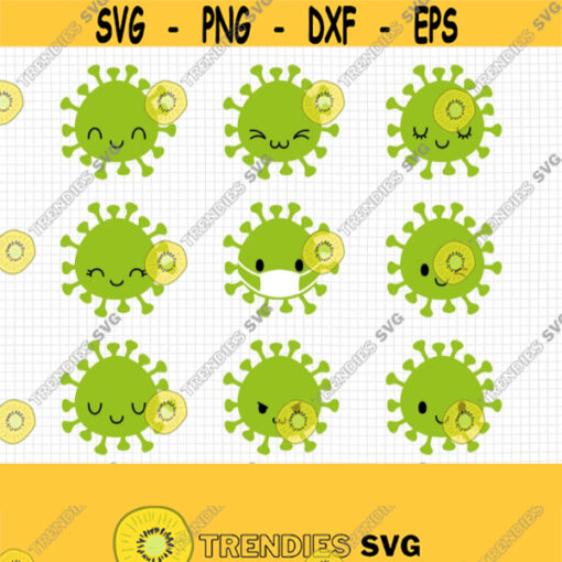 Virus SVG. Kids Covid Cut Files. Virus png Clipart. Cute Coronavirus Kawaii Quarantine Vector. Illustration Instant Download dxf eps jpg pdf Design 561