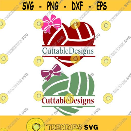 Volleyball Heart Bow Frame Cuttable Design SVG PNG DXF eps Designs Cameo File Silhouette Design 1669