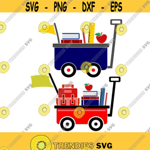 Wagon Books School Pack Cuttable Design SVG PNG DXF eps Designs Cameo File Silhouette Design 1472