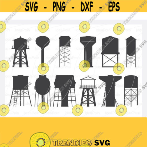 Water tower SVG Water tower Silhouette Water Tower Cut File Water tower cutting files printable design Water Tower Clipart Water Svg